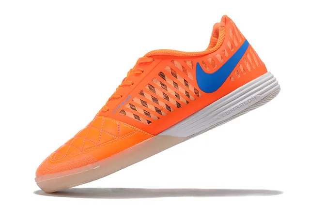 Nike أحذية كرة القدم الداخلية برتقالي أزرق مبطنة صناعية أمامية مثقوبة شبكة علوية 6
