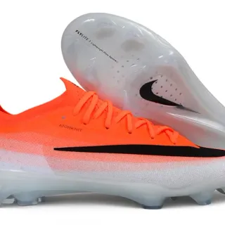 Nike Orange White Atomknit Upper Flylite Plate System Firm-Ground Soccer Shoes