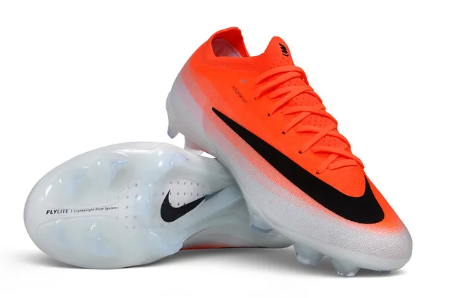 Nike Orange White Atomknit Upper Flylite Plate System Firm-Ground Soccer Shoes 6