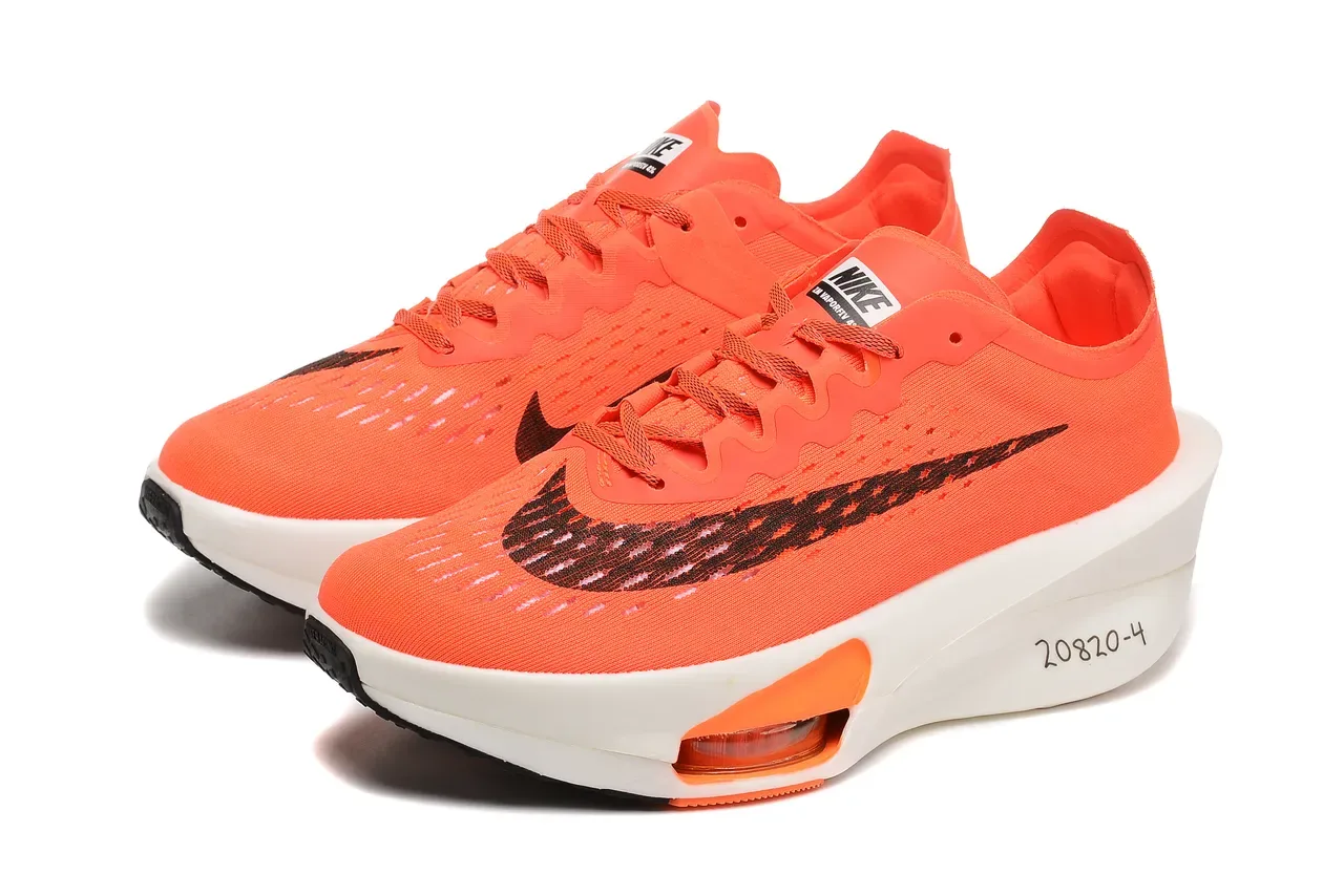 Nike Orange White Engineered Knit Upper Visible Forefoot Air Unit Running Shoes 6