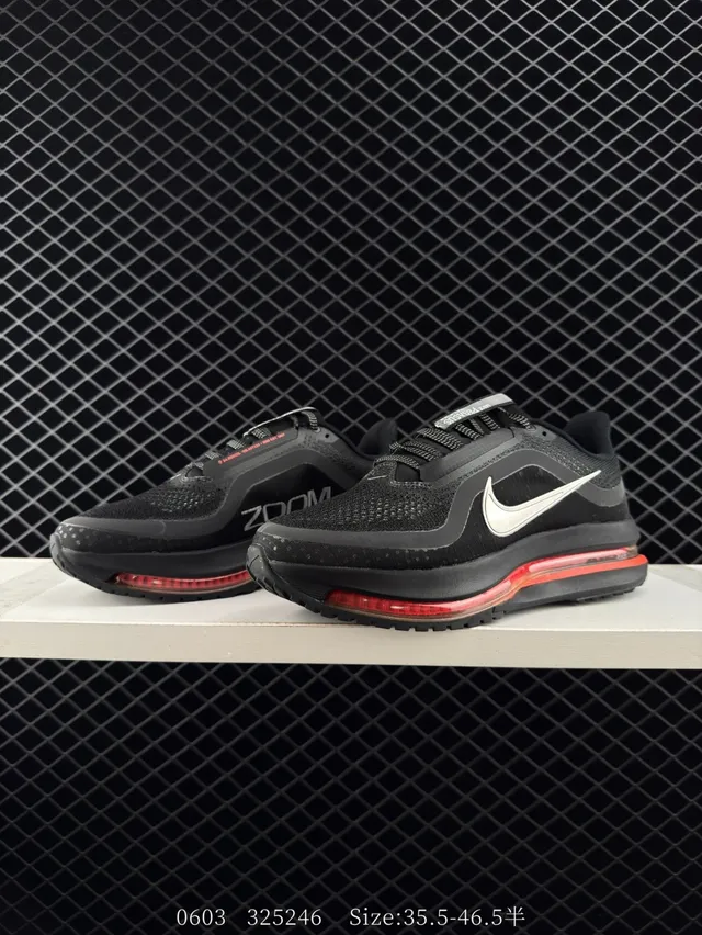 Nike Pegasus Premium Black Red Knit Upper Visible Air Unit Running Shoes 4