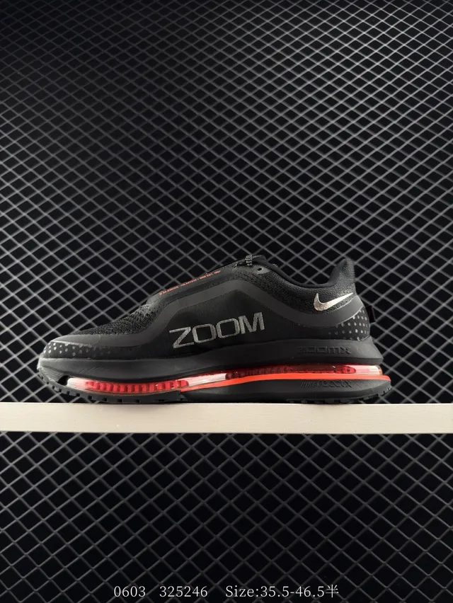 Nike Pegasus Premium Black Red Knit Upper Visible Air Unit Running Shoes 7