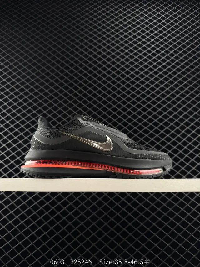 Nike Pegasus Premium Black Red Knit Upper Visible Air Unit Running Shoes 8