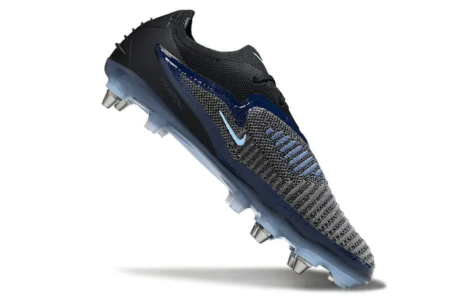 Nike Phantom GT Black Blue Knit Upper Asymmetric Lacing Firm-Ground Soccer Shoes 2