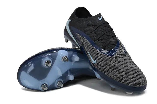 Nike Phantom GT Black Blue Knit Upper Asymmetric Lacing Firm-Ground Soccer Shoes 4
