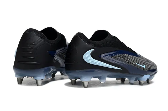 Nike Phantom GT Black Blue Knit Upper Asymmetric Lacing Firm-Ground Soccer Shoes 5