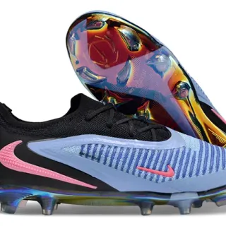 Nike Phantom GT Black Pink Low-Cut Knit Upper Asymmetric Synthetic Overlay Firm-Ground Soccer Shoes