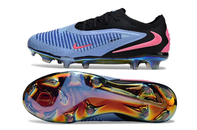Nike Phantom GT Black Pink Low-Cut Knit Upper Asymmetric Synthetic Overlay Firm-Ground Soccer Shoes 5