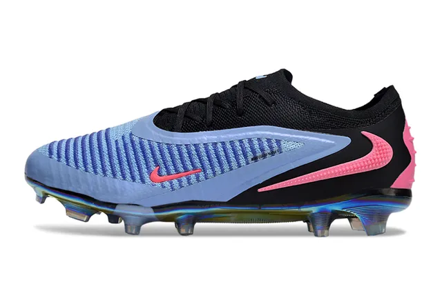 Nike Phantom GT Black Pink Low-Cut Knit Upper Asymmetric Synthetic Overlay Firm-Ground Soccer Shoes 8