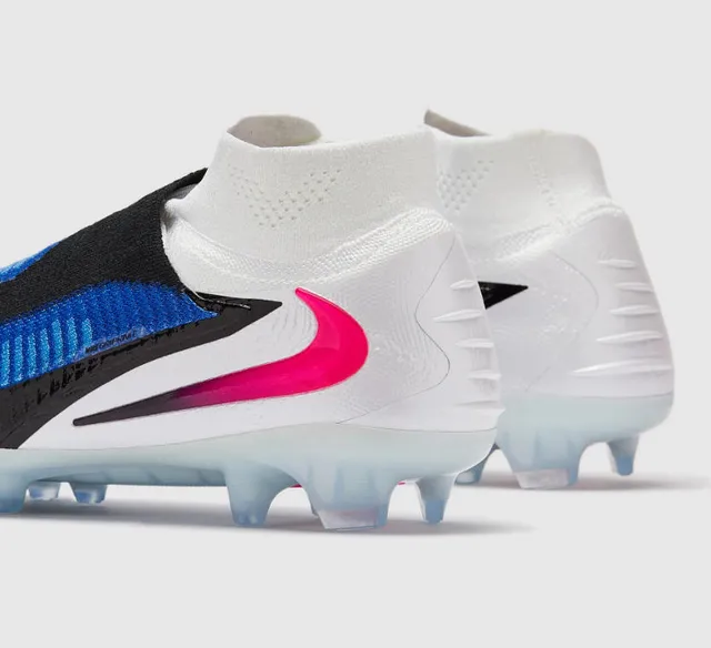 Nike Phantom GT Blue Black Sock-Fit Knit Upper Ribbed Texture Firm-Ground Soccer Shoes 3