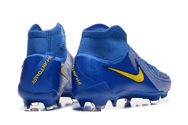 Nike Phantom GT Blue Yellow High-Cut Sock-Fit Collar Firm-Ground Soccer Shoes 2