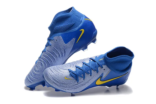 Nike Phantom GT Blue Yellow High-Cut Sock-Fit Collar Firm-Ground Soccer Shoes 3