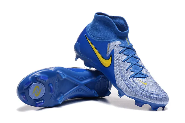 Nike Phantom GT Blue Yellow High-Cut Sock-Fit Collar Firm-Ground Soccer Shoes 6