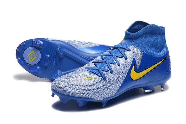 Nike Phantom GT Blue Yellow High-Cut Sock-Fit Collar Firm-Ground Soccer Shoes 7