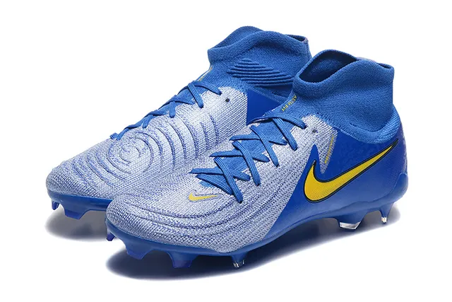 Nike Phantom GT Blue Yellow High-Cut Sock-Fit Collar Firm-Ground Soccer Shoes 8