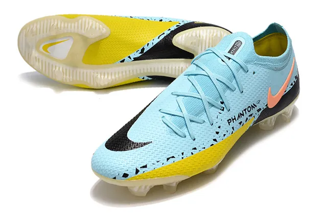 Nike Phantom GT Blue Yellow Low-Cut Knit Upper Dynamic Fit Collar Firm-Ground Soccer Shoes 6