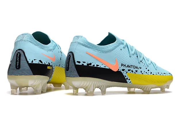Nike Phantom GT Blue Yellow Low-Cut Knit Upper Dynamic Fit Collar Firm-Ground Soccer Shoes 7
