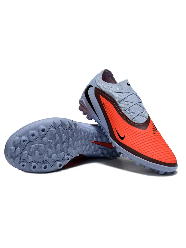 Nike Phantom GT Gray Orange أحذية كرة القدم ذات القطع المنخفض, ياقة تناسب الجوارب, مقدمة القدم المخددة, قفص, أحذية كرة القدم للعشب الاصطناعي 4