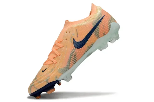 Nike Phantom GT Orange Navy Knit Upper Ajustement Dynamique Col Firm-Ground Chaussures de Football 3