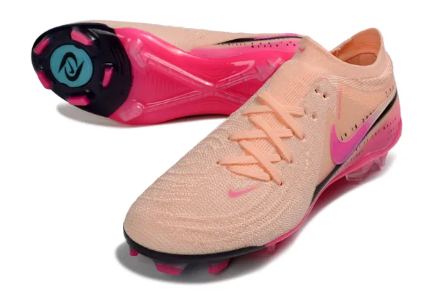 Nike Phantom GT Pink Beige Knit Upper Asymmetric Lacing Firm-Ground Soccer Shoes 4