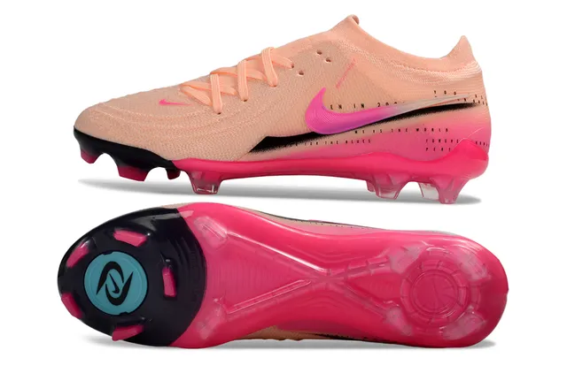 Nike Phantom GT Pink Beige Knit Upper Asymmetric Lacing Firm-Ground Soccer Shoes 6