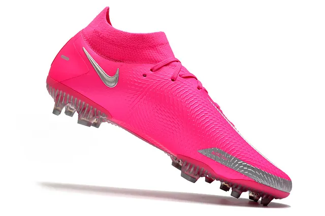 Nike Phantom GT Sapatos de futebol rosa prata com corte alto, ajuste para meias, gola, para terreno firme 6