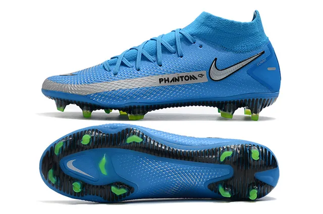 Nike Phantom GT Sapatos de futebol rosa prata com corte alto, ajuste para meias, gola, para terreno firme 23