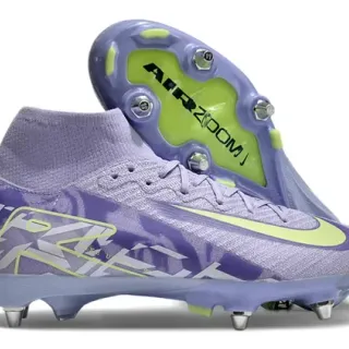 Nike Phantom GT أحذية كرة قدم أرجواني أخضر عالية القطع تناسب الجوارب بناء الجزء العلوي من النسيج أرضية صلبة