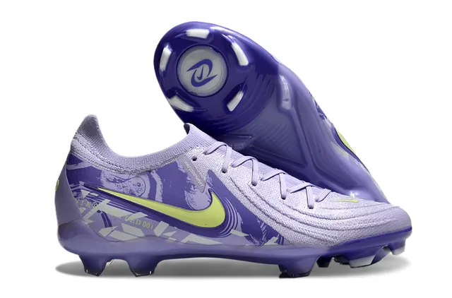 Nike Phantom GT Purple Yellow Low-Cut Sock-Fit Upper Knit Construction Firm-Ground Soccer Shoes 4