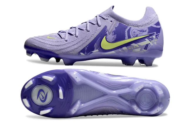 Nike Phantom GT Purple Yellow Low-Cut Sock-Fit Upper Knit Construction Firm-Ground Soccer Shoes 5