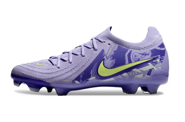 Nike Phantom GT Purple Yellow Low-Cut Sock-Fit Upper Knit Construction Firm-Ground Soccer Shoes 8