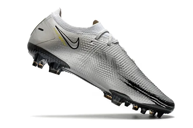 Nike Phantom GT Argent Noir Jaune Terrain ferme Chaussures de football 3