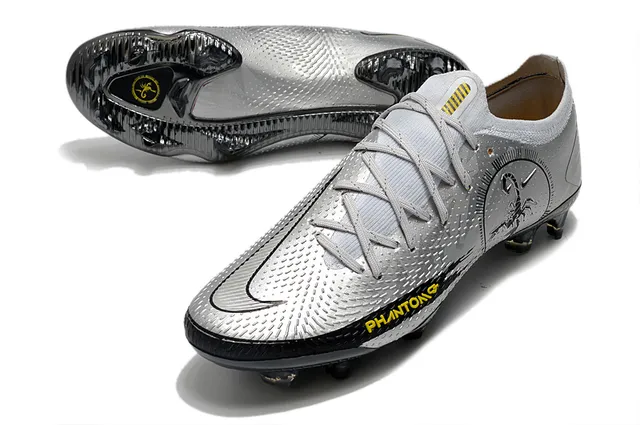 Nike Phantom GT Argent Noir Jaune Terrain ferme Chaussures de football 6