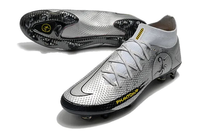Nike Phantom GT Silver Black Yellow Firm-Ground Sapatos de futebol 6