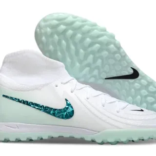 Nike Phantom GT Turf White Mint Teal Faceted Swoosh Turf Soccer Shoes