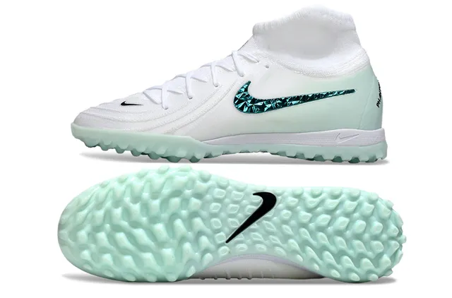Nike Phantom GT Turf Chaussures de football Turf Blanc Mint Teal Faceted Swoosh Turf 14
