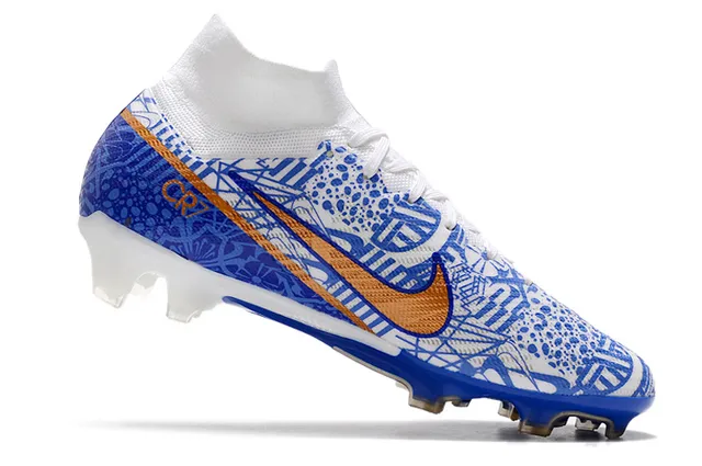 Nike Phantom GT Blanc Bleu Collet Chaussette Haut Cut Surface Firme Chaussures de Football 10
