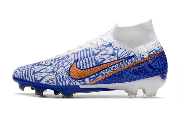 Nike Phantom GT Blanc Bleu Collet Chaussette Haut Cut Surface Firme Chaussures de Football 12