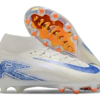 Nike Phantom GT White Blue High-Cut Sock-Fit Upper Graphic Overlay Firm-Ground Soccer Shoes