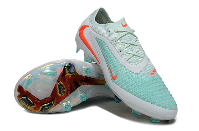 Nike Phantom GT White Green Low-Cut Knit Upper Asymmetric Lacing Firm-Ground Soccer Shoes 4