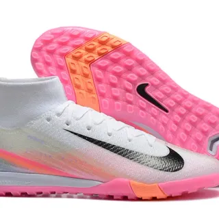 Nike Phantom GT Blanco Rosa Sock-Fit Collar Flyknit Upper Césped Zapatos de Fútbol