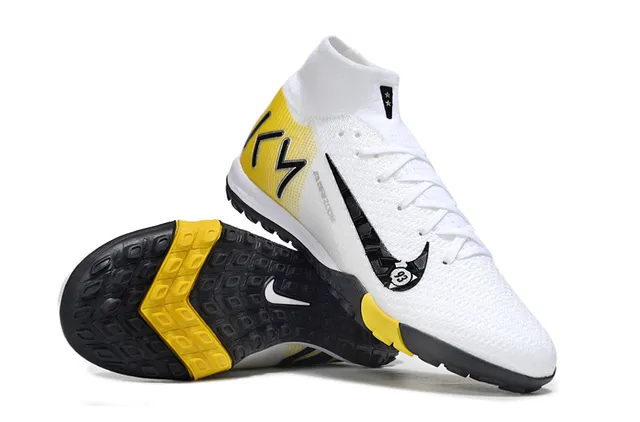 Nike Phantom GT Blanc Jaune Flyknit Partie supérieure Col de chaussette Haut Terrain de jeu Chaussures de football 3