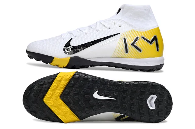 Nike Phantom GT Blanc Jaune Flyknit Partie supérieure Col de chaussette Haut Terrain de jeu Chaussures de football 6