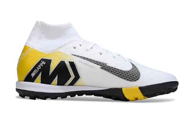 Nike Phantom GT Blanc Jaune Flyknit Partie supérieure Col de chaussette Haut Terrain de jeu Chaussures de football 7