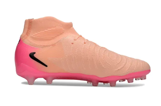 Nike Pink Beige High-Cut Sock-Fit Collar Gradient Upper Firm-Ground Soccer Shoes 16