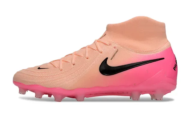 Nike Pink Beige High-Cut Sock-Fit Collar Gradient Upper Firm-Ground Soccer Shoes 17