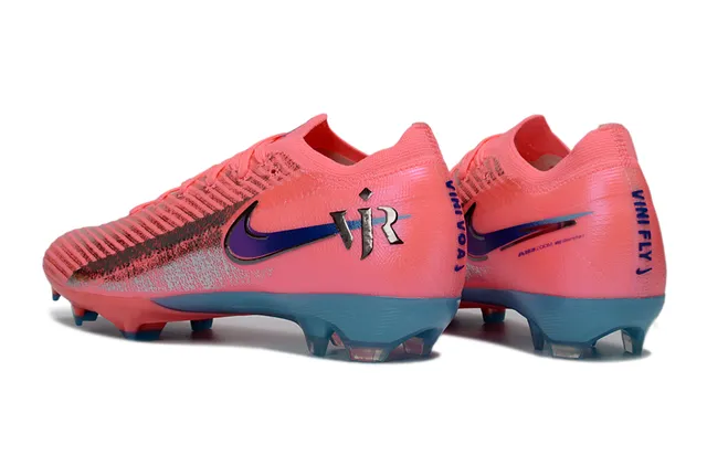 Nike Pink Blue Knit Upper Asymmetrical Lacing Firm-Ground Soccer Shoes 4