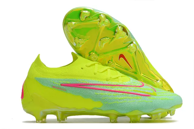 Nike rose multicolor Flyknit Upper avec accents jaune néon Firm-Ground chaussures de soccer 2