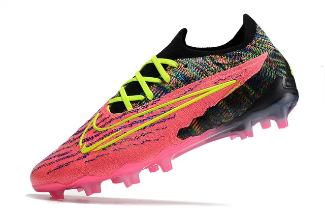 Nike rose multicolor Flyknit Upper avec accents jaune néon Firm-Ground chaussures de soccer 5