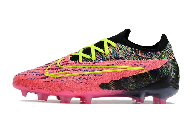 Nike rose multicolor Flyknit Upper avec accents jaune néon Firm-Ground chaussures de soccer 6
